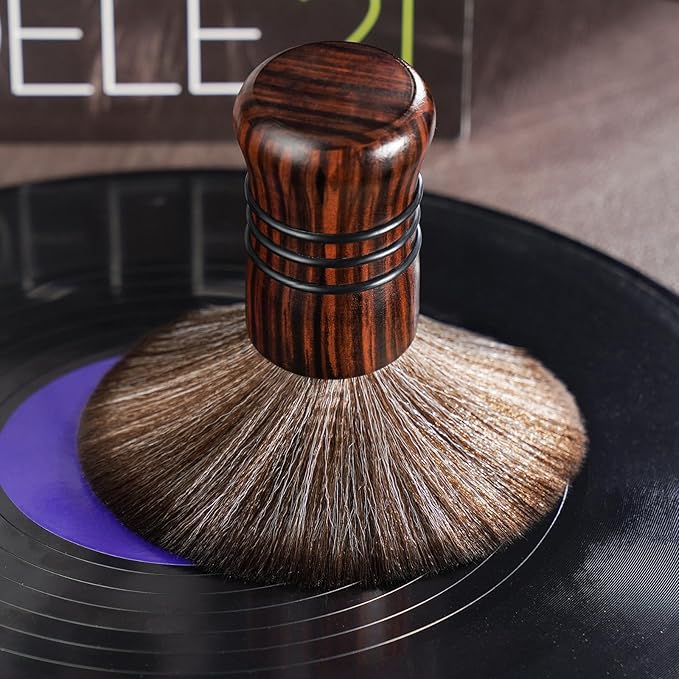 NiHome Large Vinyl Record Cleaning Brush, Anti-Static Soft LP Record Cleaner, Ultra-Fine Fiber Bristles Vinyl Dust Remover Brush, Safe for Vinyl LP CD Album, Beech Wood Handle Retro Design (Red/Black)