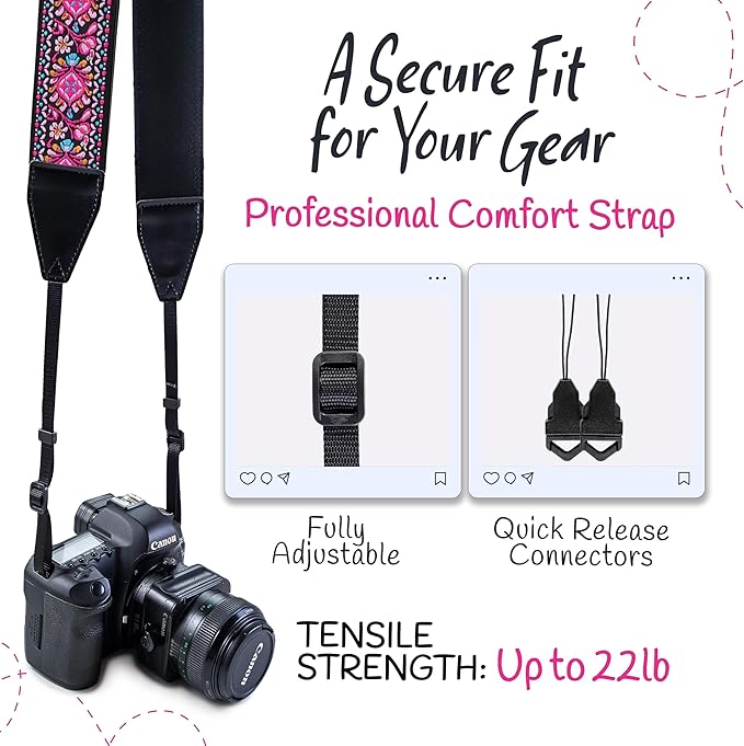 Art Tribute Camera Strap for All DSLR and Mirrorless Cameras. Add Your Name Or Initials Make It a Personalized Gift