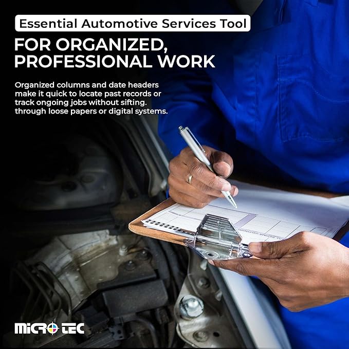 Daily Car Service Record Book – 8.5" x 11" Spiral Bound Auto Service Log – Blue Ink Durable 90# Paper – Automotive Service & Repair Tracking – Dealership Workshop Record - 100 Pages/Book (Book of 4)