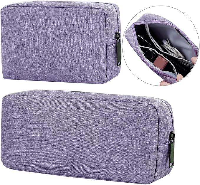 Small Cable Organizer Bag, Charger Organizer Case Pouch Travel Bag, Waterproof Electronics Accessories Case for USB, Cable, Cord, Charger, Phone, Power Bank, Earphone (Small-Purple)