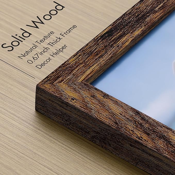 Vittanly 8x10 Picture Frame, Made of Solid Wood and Shatterproof Plexiglass, Display Pictures 5x7 with Mat or 8x10 without Mat, Wooden Photo Frame for Wall Mounting or Tabletop, Dark Brown, 1 Pack