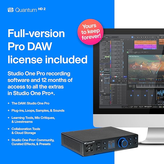 PreSonus Quantum HD 2 20 x 24, 32-bit / 192 kHz USB-C Audio Interface With Studio One Pro Software