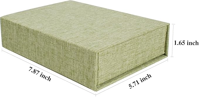 Hiwhy Photo Storage Box 5x7, Linen Photo Box, Memory Box Perfect to Store Your Photo, Pictures, Certificates, Scrapbooking Supplies, Keepsakes and Jewelry Grassgreen