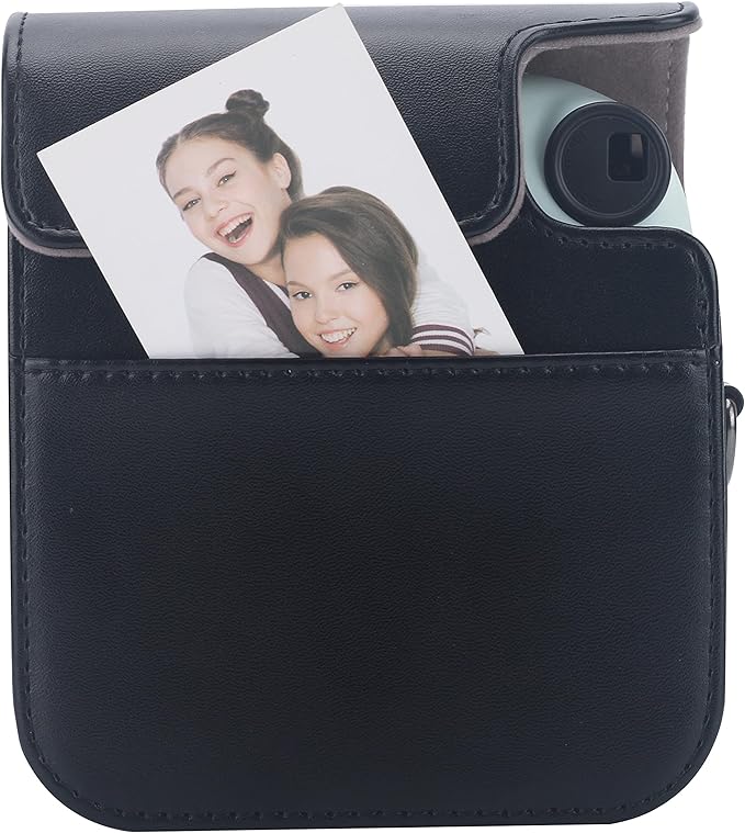 Frankmate Protective Case Compatible with Fujifilm Instax Mini 12 Instant Film Camera with Accessory Pocket and Adjustable Strap (Black)