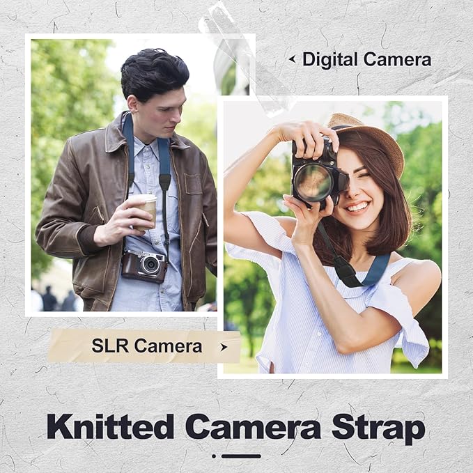 Universal Camera Strap - Camera Neck Strap, Adjustable Shoulder Straps Compatible with Canon, Fujifilm, Nikon, Olympus, Panasonic and other SLR and mirrorless cameras - Blue