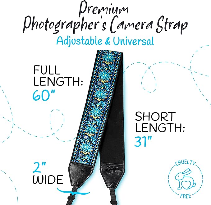 Art Tribute Camera Strap for All DSLR and Mirrorless Cameras. Add Your Name Or Initials Make It a Personalized Gift