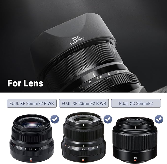 JJC Bayonet Lens Hood Shade for Fuji Fujifilm XF 35mm F2 R WR, XF 23mm F2 R WR, XC 35mm F2 Lenses, XF35mm f2, XF23mm f2, XC35mm Hood, Replaces Fujifilm LH-XF35-2 Lens Hood