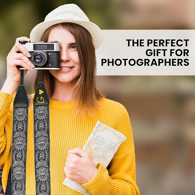 Art Tribute Camera Strap for All DSLR and Mirrorless Cameras. Add Your Name Or Initials Make It a Personalized Gift