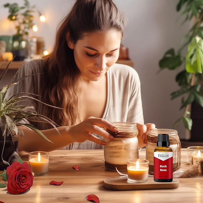 Rock Rose Fragrance Oil, ESSLUX Aromatherapy Essential Floral Scented Oils for Home for Diffuser, Massage, Soap, Candle Making Scents, Perfume, Humidifier, 30 ml
