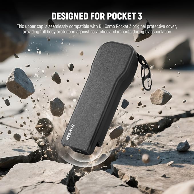 NEEWER Pocket 3 Protective Cover with Carabiner, Heavy Duty Shockproof Upper Hard Case Travel Hood Cap Compatible with DJI Osmo Pocket 3 Gimbal Screen Lens Protector Creator Combo Accessories, AC026