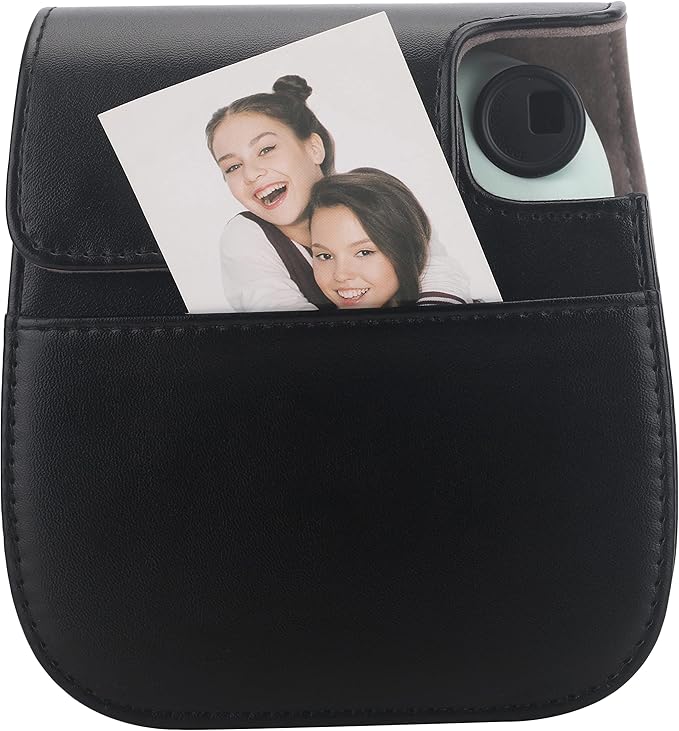 Frankmate Protective Case Compatible with Fujifilm Instax Mini 12 11 9 8 Instant Film Camera with Pocket and Adjustable Strap (Black)