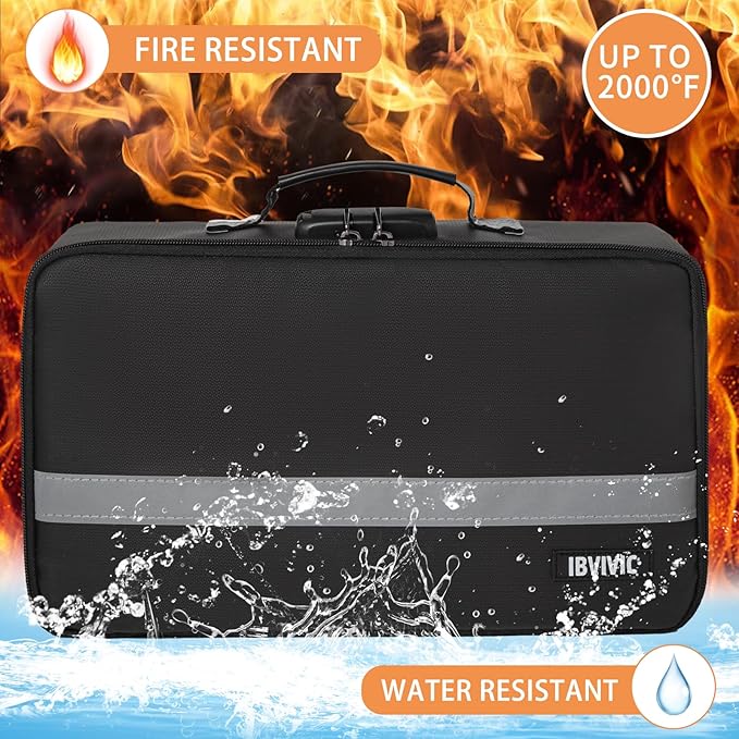 IBVIVIC Fire-resistant Photo Storage Box with 12 Inner 4" x 6" Photo Case(Clear),Photo Box Organizer with Lock