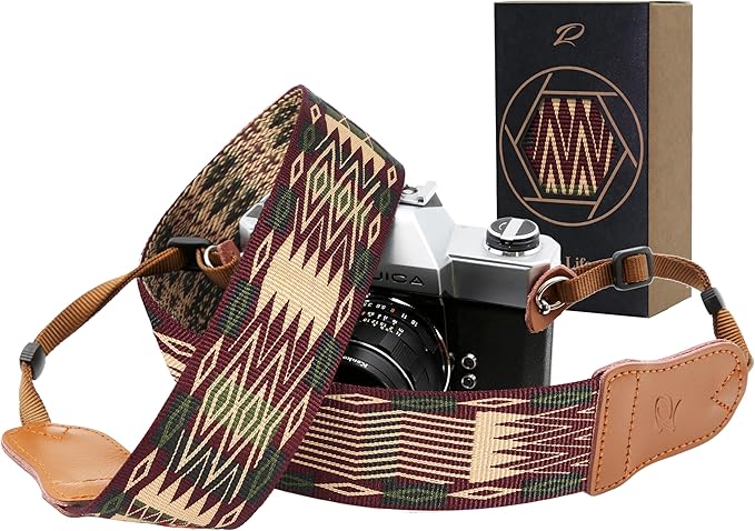 Padwa Lifestyle Vintage Camera Strap - 2" Wide Woven Embroidered Floral Pattern Shoulder Neck Camera Straps for Photographers，Great Gift for Men & Women Photographers