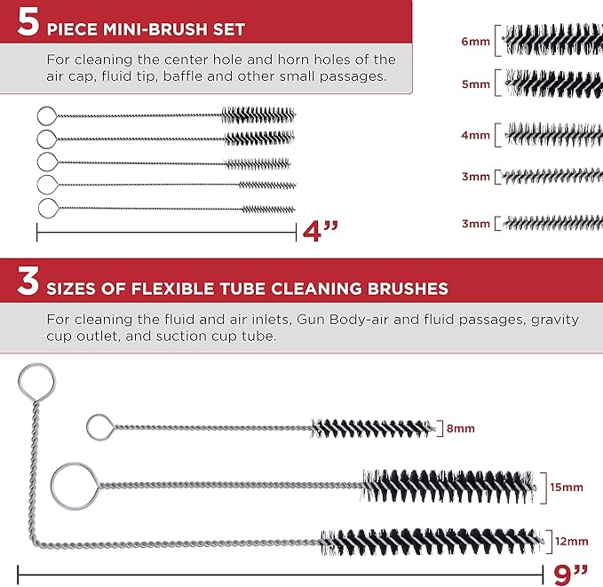 TCP Global 23 Piece Airbrush Cleaning Kit with Case - Paint Gun Cleaning Kit, Air Tools, Detail & Gravity Feed Airbrush Cleaner, Automotive Spray Gun Cleaner, Air Brush Washing Set