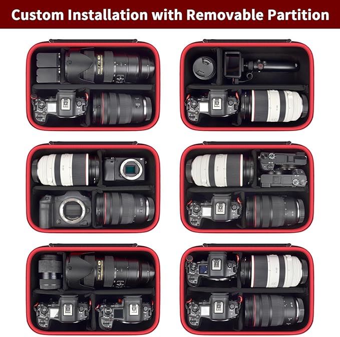 Camera Case for Canon EOS Rebel T7/R50/R6 Mark II/R100, for Sony Alpha 7 IV/ ZV-E10/ A6400/ A6700/A6100, for Nikon D7500 DSLR SLR Cameras, Bag for Lens/ Battery/ Tripod, with Shoulder Strap - Box Only