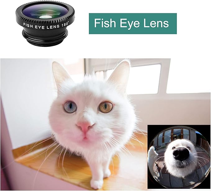 Phone Lens,by Ailun,3 in 1 Clip on 180 Degree Fish Eye Lens+0.65X Wide Angle+10X Macro Lens,Universal HD Camera Lens Kit for Mobile Phone,Cellphone,Smart Phone
