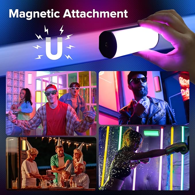 Magnetic Handheld Light Wand, 360° Full RGB Mini LED Video Light Stick, 2500-9000K Dimmable Camera Tube Light with 2000mAh Battery for Photography TikTok YouTube Vlog