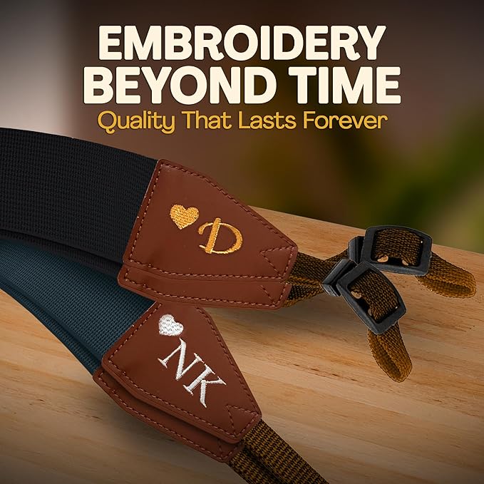 Art Tribute Camera Strap for All DSLR and Mirrorless Cameras. Add Your Name Or Initials Make It a Personalized Gift