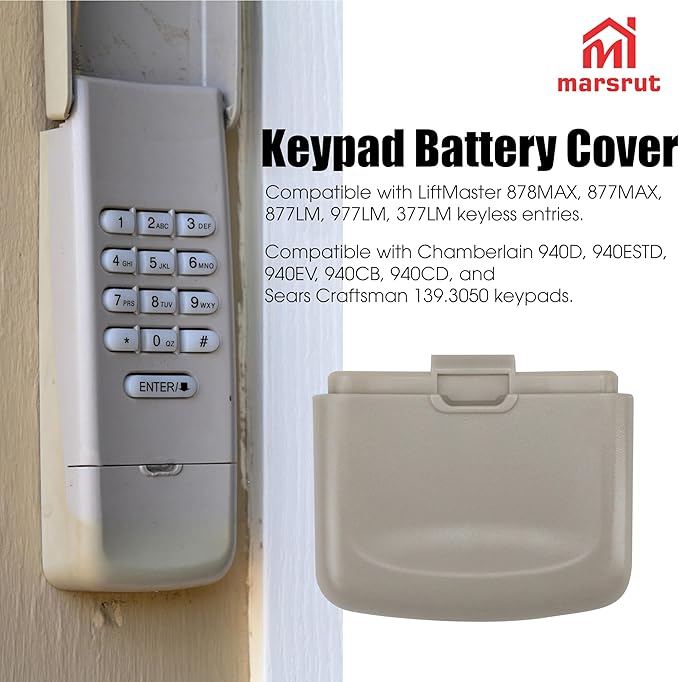 Keypad Battery Cover Replacement for Chamberlain, for LiftMaster 877LM 877MAX 878MAX 377LM 977LM, Garage Door Keyless Entry Remote Opener Replacement Parts