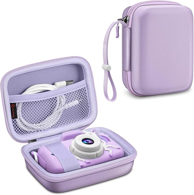 FINTIE Kids Camera Case Compatible with Goopow/Seckton/Dylanto/Mgaolo/Masterbee/CIMELR/Desuccus Kids Digital Camera Toys, Children Carrying Bag, Birthday Festival Gift, Lilac Purple