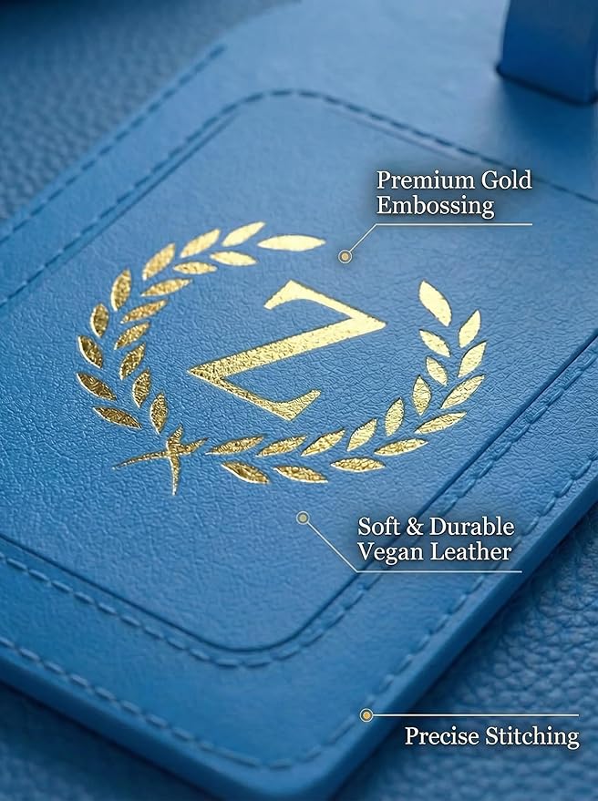 Luggage Tags for Suitcases 6 Pack PU Leather Travel Bag Tags with Privacy Cover & Stainless Steel Buckle, Vegan Leather Name ID Labels for Travel Bags, Cruise, Airline, Backpack, Baggage Identifier(Z)