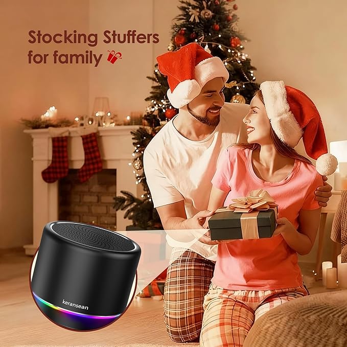 Portable Bluetooth Speaker 5.4, Mini Speaker, 12H Battery Life & Noise Reduction Mic, Metal Cover, TWS Pairing, Wireless Speaker with RGB Lights for Home/Travel/Outdoor by Music Lovers-Black