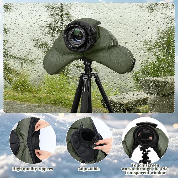 Professional Camera Rain Cover Thickened Waterproof Cold Proof Warm Cover Snow or Sound Proof Sleeve for More DSLR Cameras with 24-70mm 24-105mm 15-85mm 18-135mm 55-205mm 70-200mm