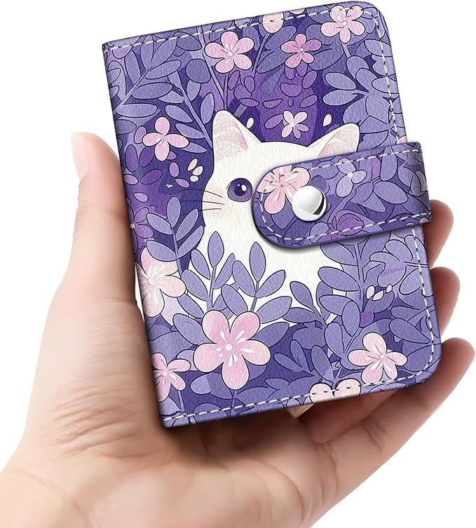 Lebrocoli Purple Cat Small Photos Album for 2x3 Inch Films, 56 Pockets Mini Cute Albums Book for Polaroid Fujifilm Instax Mini Instant Camera Printer, Kpop Photocard Pictures Binders Holders Storage