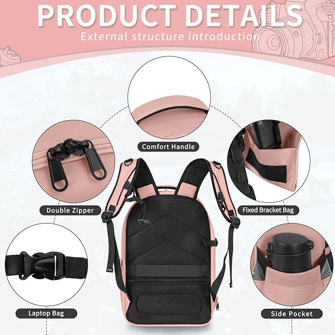 Camera Backpack, Hardshell DSLR Photography Camera Bag with Rain Cover, Waterproof Hard Shell Camera Case with Tripod Holder & 15.6" Laptop Compartment Compatible with Canon/Nikon/Sony/DJI Mavic Drone