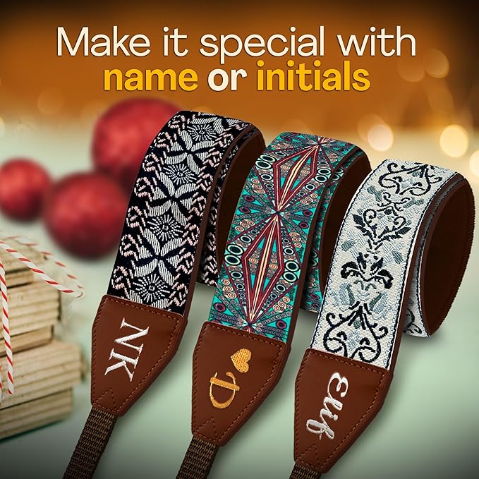 Art Tribute Camera Strap for All DSLR and Mirrorless Cameras. Add Your Name Or Initials Make It a Personalized Gift