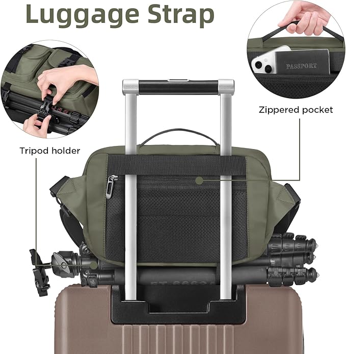 Camera Sling Bag,DSLR Camera Bag with Tripod Holder,Waterproof Camera Shoulder Crossbody Bag for Photographers(Green)