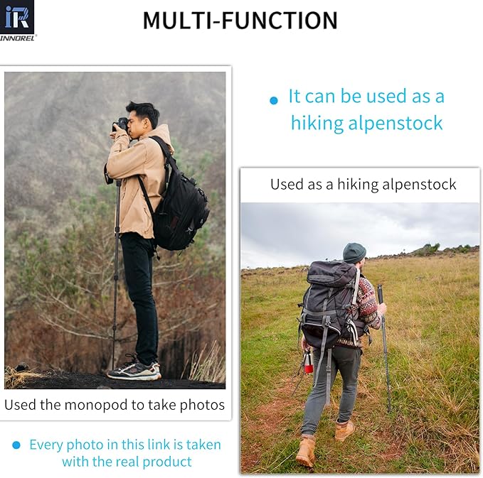 Carbon Fiber Camera Monopod INNOREL RM255C Professional Portable Compact Lightweight Travel 5-Section Monopod for Canon Nikon Sony DSLR Camera Video Camcorder DV Photography Bracket Load 15lbs/7kg