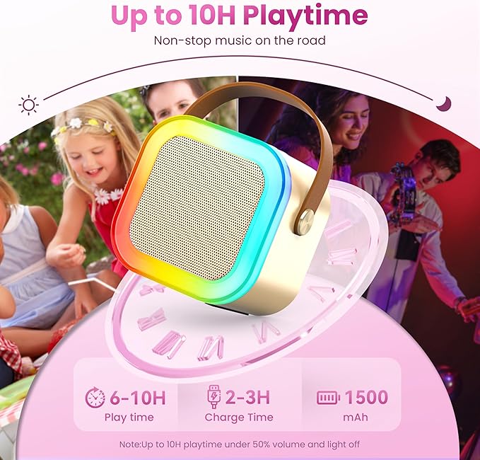 Mini Karaoke Machine for Kids Adults, Portable Bluetooth Speaker with 2 Wireless Karaoke Microphones, 2026 TOP Birthday for Girls Boys 3,4,5,6,7,8+Year Old Toddler Toys Karaoke Player(Gold)