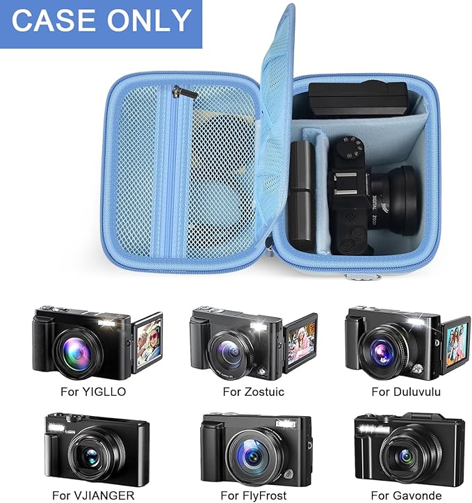 ANKHOH Vlogging Camera Case for Duluvulu/for Zostuic/for YIGLLO/for Gavonde/for Canon/for Kodak Pixpro Digital 4K 5K Camera Carrying Travel Bag for SD Cards, Accessories(Box Only)(Blue)