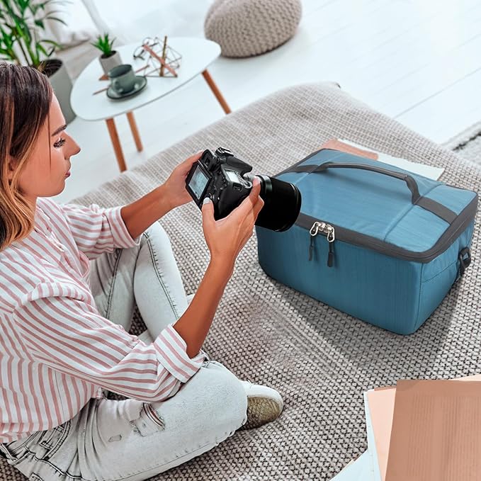 Koolertron Dslr Camera Insert Bag Purse Universal Liner Lens Pouch Partition Protective Cover Waterproof Sleeve for Cannon/Nikon/Sony (Blue)