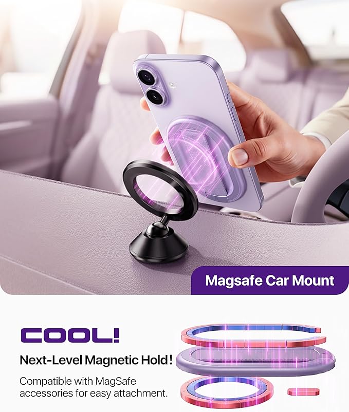 andobil [2026 All-New] Magnetic Phone Grip for Magsafe with Finger Strap [Comfortable & Durable] Magnetic Phone Ring Holder for MagSafe Accessories & iPhone 17 Air 16 Pro Max Plus 15 14 13 12, Purple