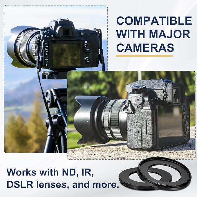 PATIKIL Step Down Ring Adapter 58mm to 37mm, Filter Step-Down Rings Camera Lens Filters Metal Ring Digital for ND IR DSLR Lenses, Black
