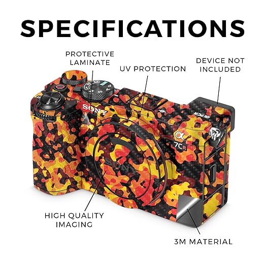 Carbon Fiber Camera Skin Compatible with Sony Alpha 7CR Camera (2023) - Warm Modern Camo - Premium 3M Vinyl Protective Wrap Decal Cover - Easy to Apply | Crafted in The USA by MightySkins