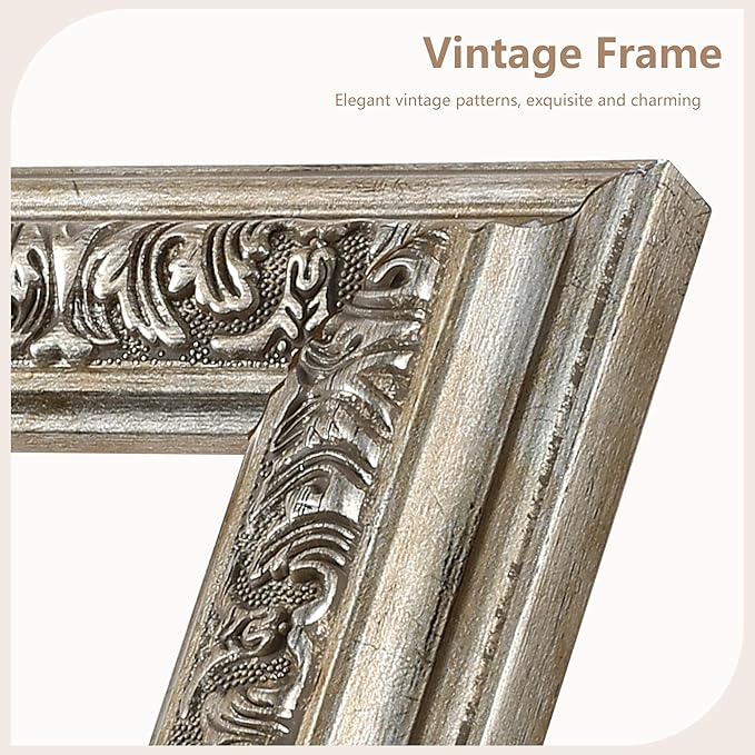 VIOLABBEY 12x16 Picture Frame Sliver, Vintage Photo Frames Ornate without Mat for Wall Hanging