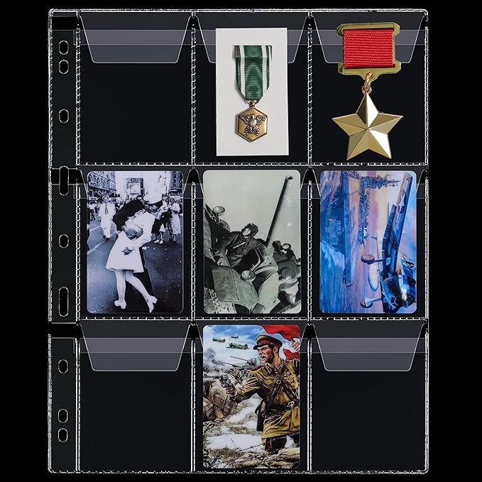 90 Pockets Coin Binder Pages - 2.5×3.3 inch Holders 10 pcs Loose-Leaf Sheets Acid-Free Collection Holders for Medallion Coin Stamp Currency Collecting Supplies 65x84 mm / 2.56x3.30 inch CS03209