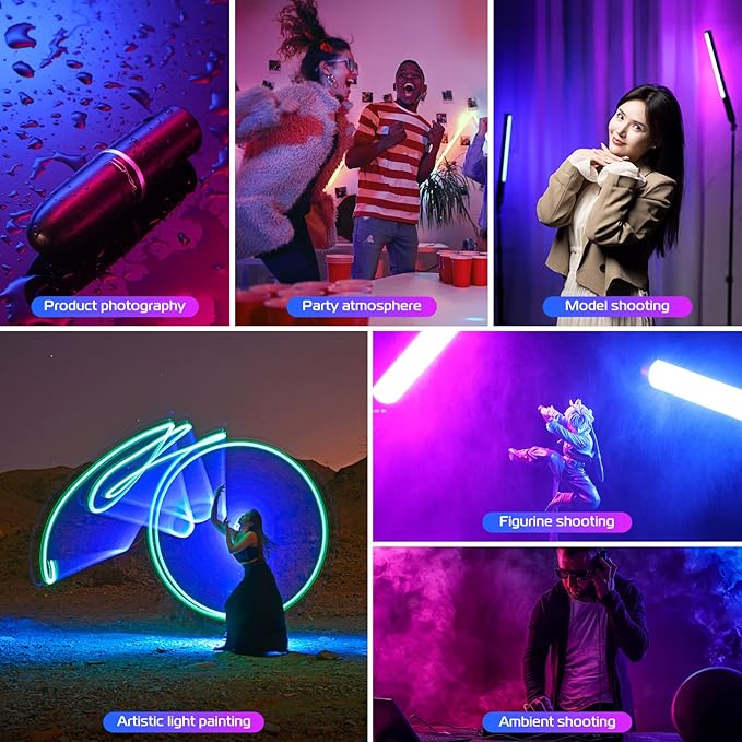 Ulanzi VL119 RGB LED Light Wand, 360°RGB Video Wand Stick for Photography, 2600mAh Built-in Rechargable Cube Light， 2500-9000K Dimmable Camera Light w LCD
