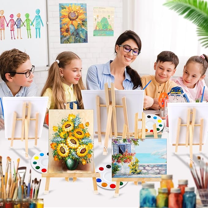 AROIC 16-Pack Tabletop Wood Easel Stands for Photo & Canvas Display