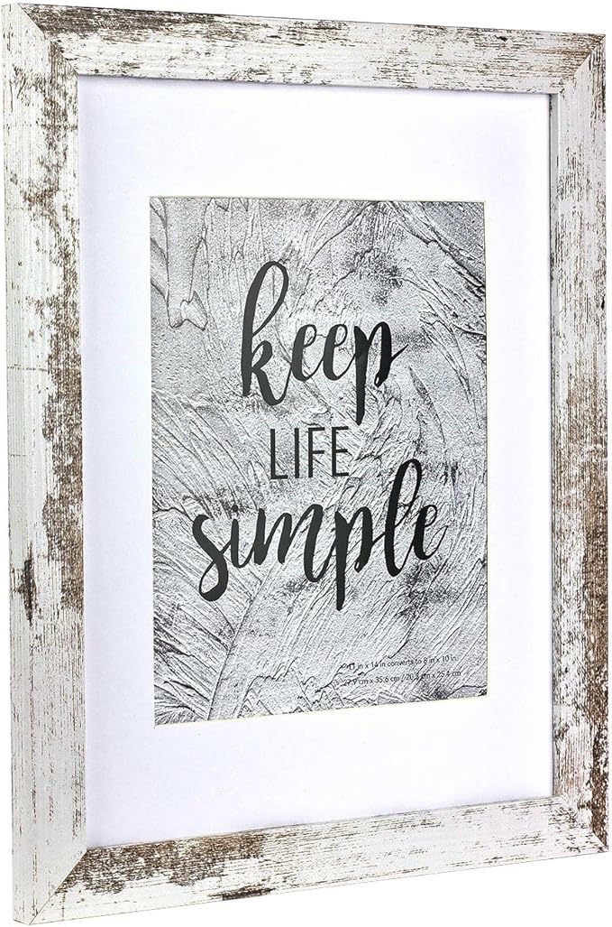 kennethan 11x14 White Picture Frame - Made to Display Pictures 8x10 with Mat or 11x14 Without Mat - Wide Molding - Wall Mounting Display for Home, Office,Gallery,Holiday with Photos, Posters