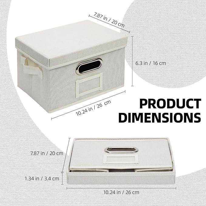 Hiwhy Greeting Card Storage Box, Linen Storage Box with 16 Adjustable Dividers, 84 Labels, 1 Marker Pen, Perfect for Organizing Greeting Cards, Envelopes, Photos 1 Pack Ivory