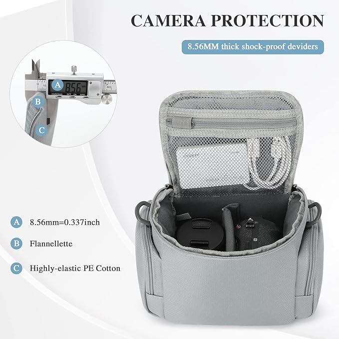 G-raphy Camera Bag Case DSLR SLR Crossbody Sling Photography Bags for Nikon Canon Sony DSLR SLR Mirrorless with Removal Straps(Parma Grey)