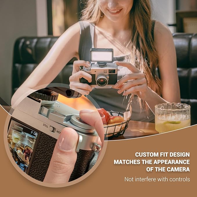 X Half Thumb Grip, Metal Aluminum Alloy Thumb Up Grip for Fujifilm Fuji X Half Camera with Built-in Cold Shoe Mount,Hot Shoe Thumb Rest Support Holder Not Affect The Use of XHalf Camera Dial-Silver