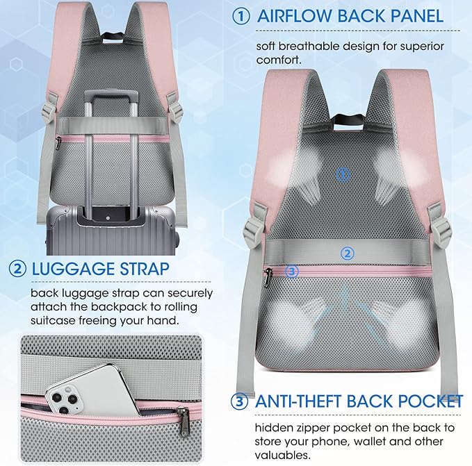 RAINSMORE Camera Bag Professional DSLR SLR Mirrorless Photography Camera Backpack 14 Inch Waterproof Camera Case With Tripod Holder&Laptop Compartment for Canon Nikon Sony for Photographers Pink