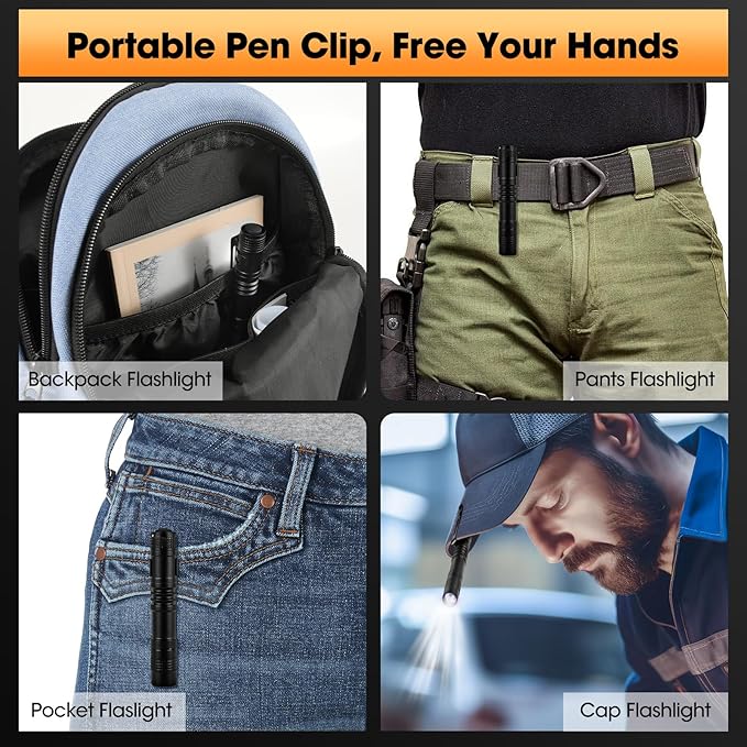 16 Packs Mini Small Pen Flashlight, Handheld Pen Lights Pocket Flashlight with Clip, LED Pen Flashlights Torches for Outdoor/Camping/Work