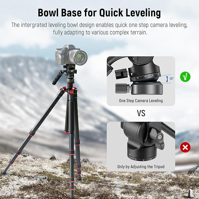NEEWER Tripod Fluid Head with +/-10° Leveling Base, Metal Drag Pan Tilt Head Mount with Arca Type QR Plate Telescopic Handle Cleaning Cloth for Compact DSLR Camera Camcorder, Max Load 8.8lb/4kg, GM27