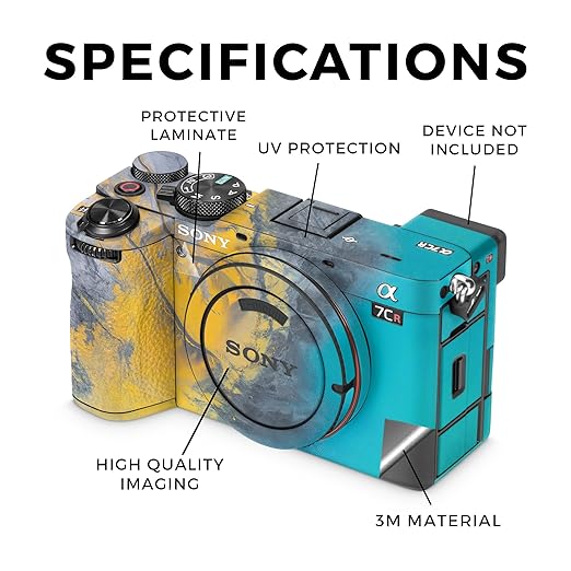 Camera Skin Compatible with Sony Alpha 7CR Camera (2023) - Yellow Spill - Premium 3M Vinyl Protective Wrap Decal Cover - Easy to Apply | Crafted in The USA by MightySkins